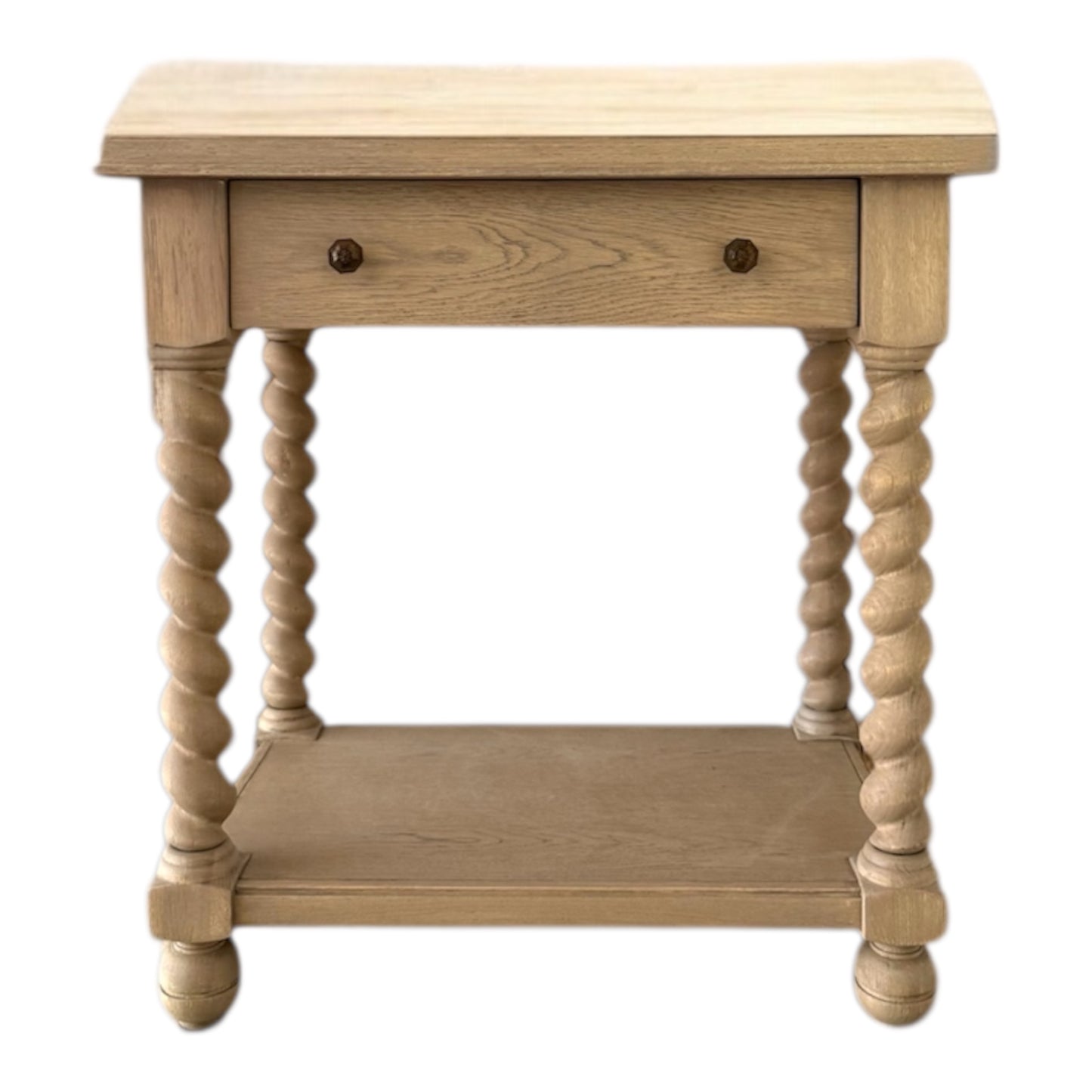 Wood Side Table with Twisted Barley Legs