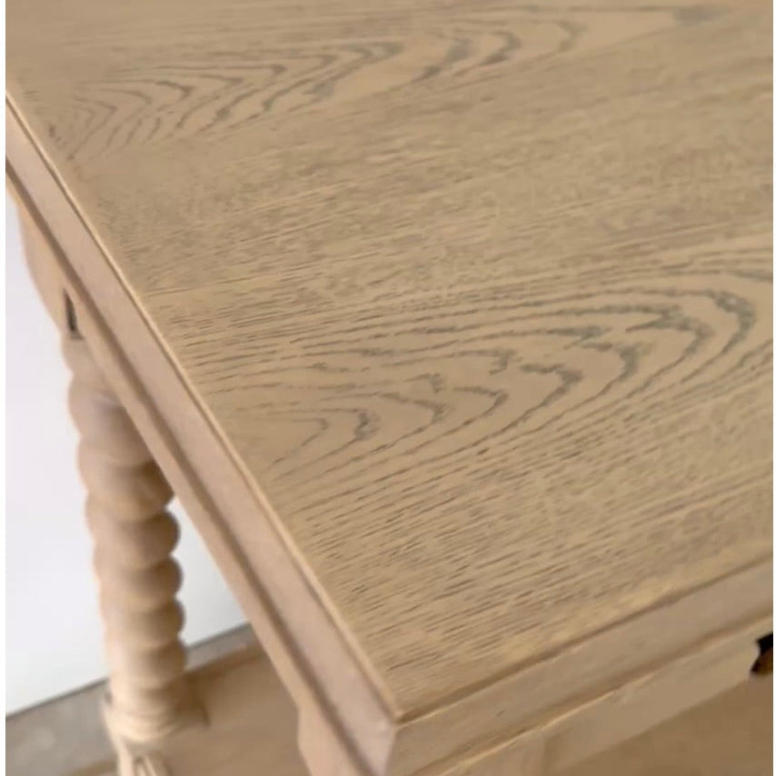 Wood Side Table with Twisted Barley Legs