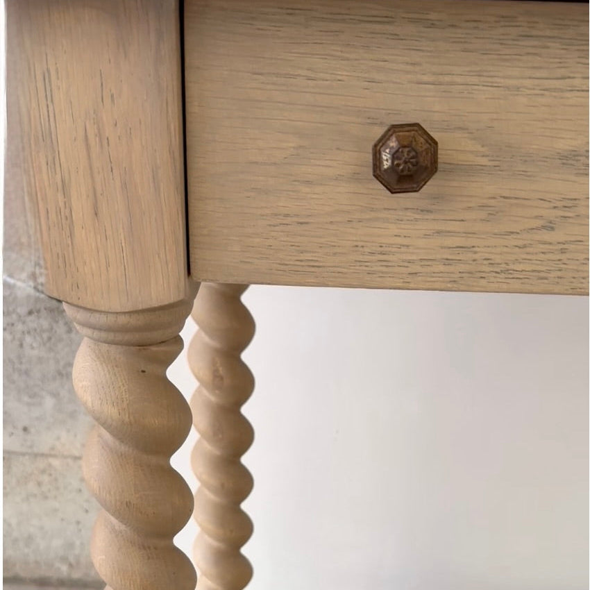 Wood Side Table with Twisted Barley Legs