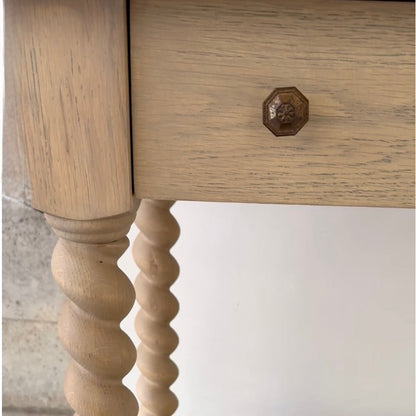 Wood Side Table with Twisted Barley Legs