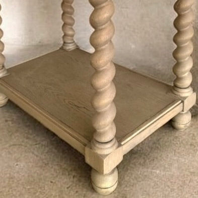 Wood Side Table with Twisted Barley Legs